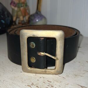 Vintage Wide leather belt Towncraft tanned steer hide belt brass buckle size 36